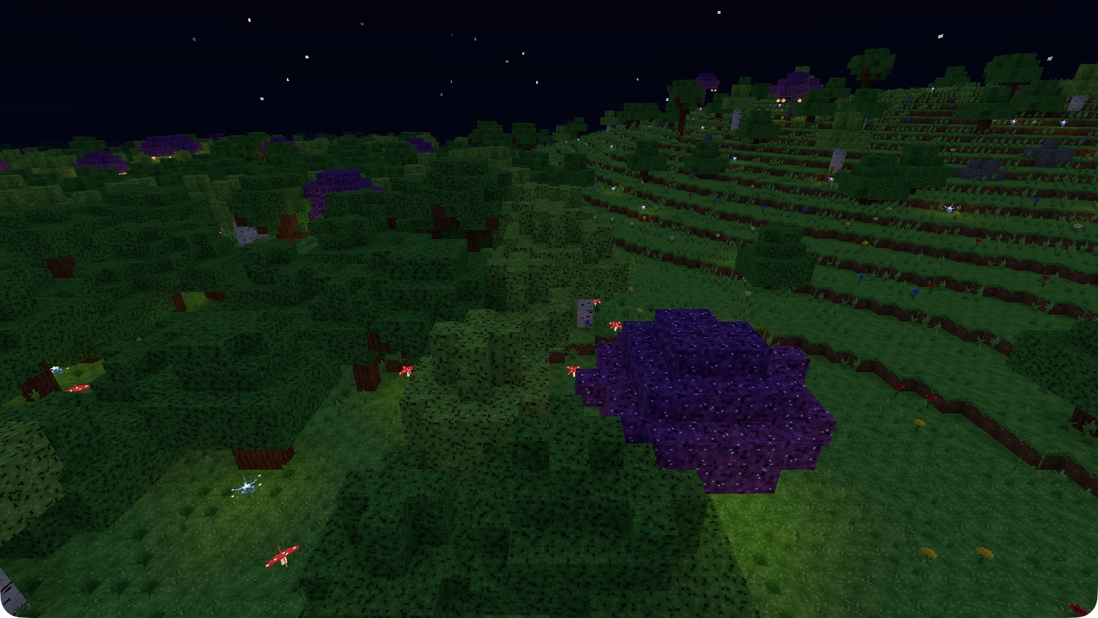 Nova Craft : un arbre astral lumineux la nuit